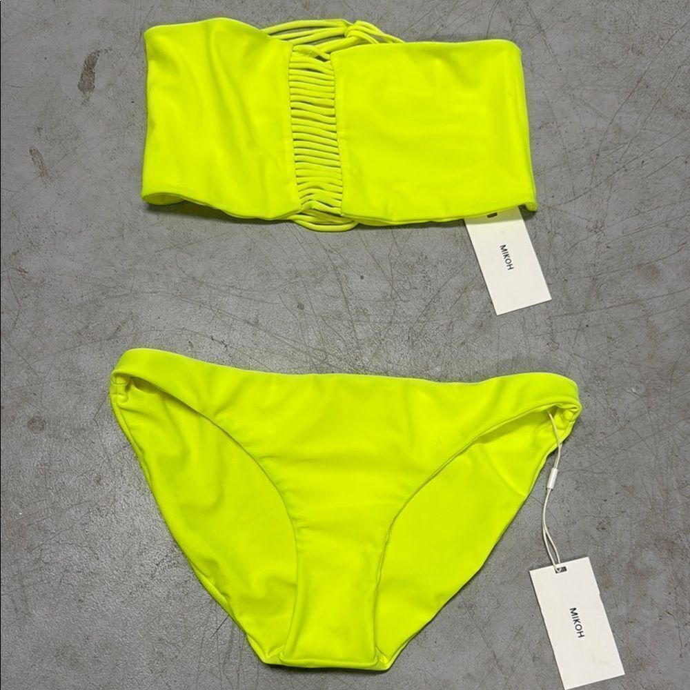 MIKOH Neon Bikini Bandeau - NWT - Extra Large - Top & Bottom Set